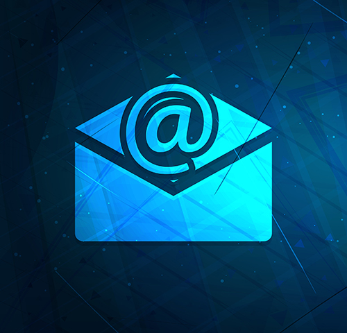 Art showing envelope and ampersand symbol.